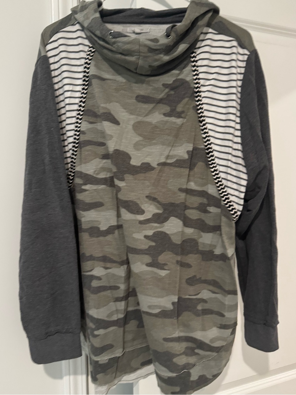 Maurices Olive Camo & Gray Hooded Sweatshirt with Striped Accents